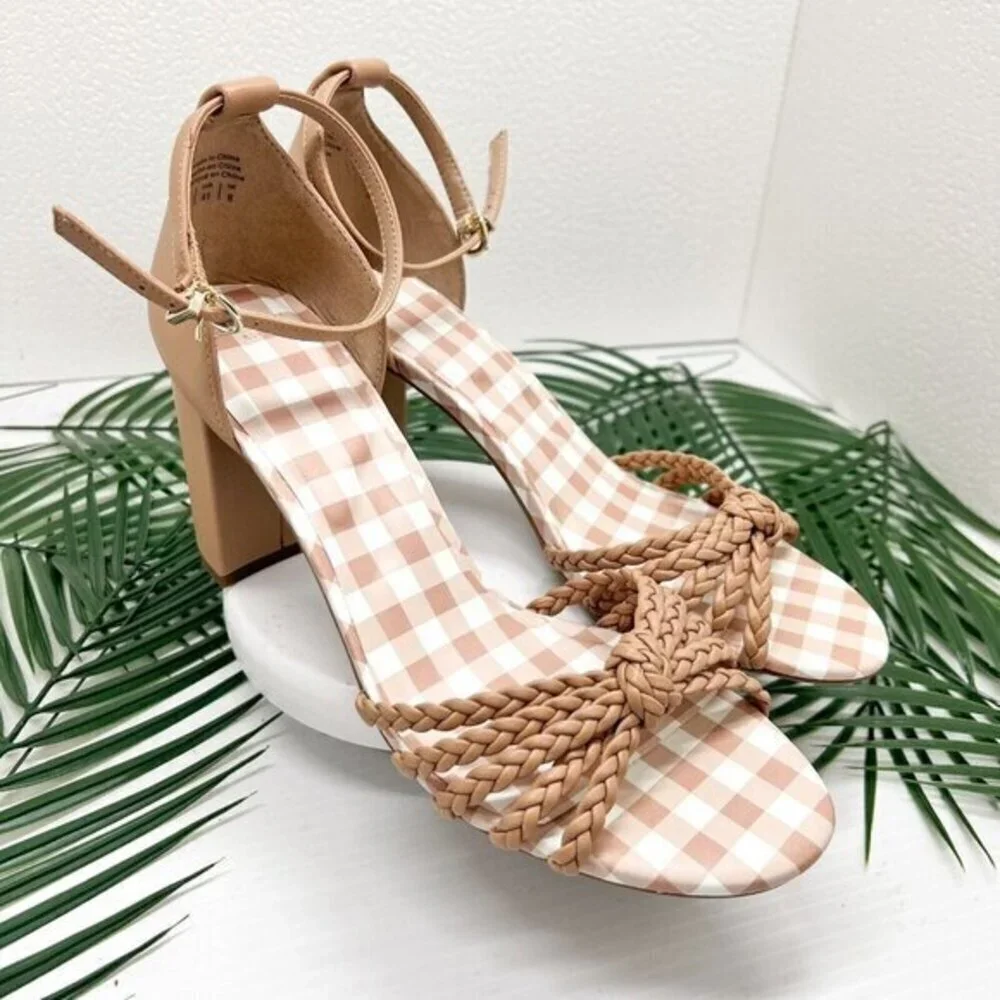 Draper James Elisa Tan Braided Open Toe Ankle Strap Dress Sandals Size 10 NWB
